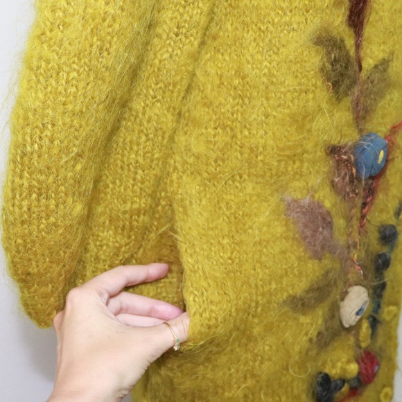 Rare Vintage Mohair Button Up Long Coat Green - Picture 7 of 11